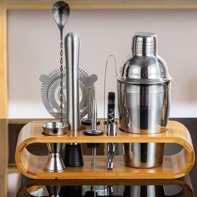 JUTE 23-teiliges Set Inklusive Abnehmbarem Ovalem Bambusständer, 750-ml-shaker, Barwerkzeug, Cocktailgläsern Aus Edelstahl Und Einem Mixerset. JUTE 23-teiliges Set Inklusive Abnehmbarem Ovalem Bambusständer, 750-ml-shaker, Barwerkzeug, Cocktailgläsern Aus Edelstahl Und Einem Mixerset.