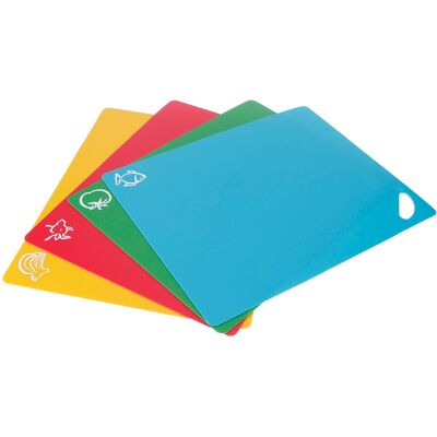 HEAT 4 Flexible, Rutschfeste Schneidebretter Aus Polypropylen (pp), 1,2 Mm Dick, Für Gemüse Und Fleisch, 4er-set HEAT 4 Flexible, Rutschfeste Schneidebretter Aus Polypropylen (pp), 1,2 Mm Dick, Für Gemüse Und Fleisch, 4er-set
