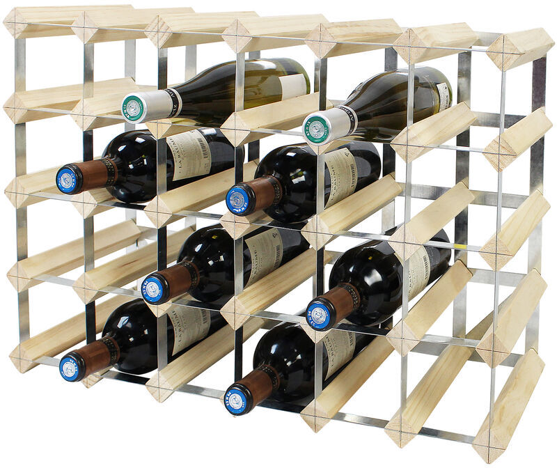 TODECO Wine Rack, Bottle Wine Holder, 30 bottles, 61,2 x 42 x 22,8 cm, Naturholz, Größe: 61,2 x 42 x 22,8 cm