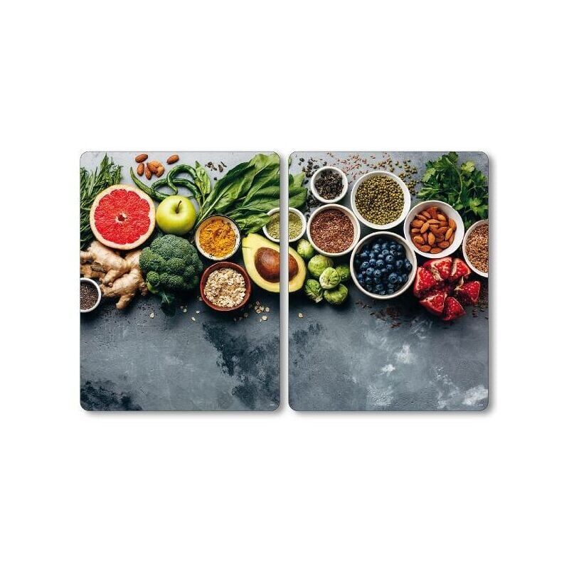 Kesper - Herdabdeckplatten healthy food, 2er-Set, Glas