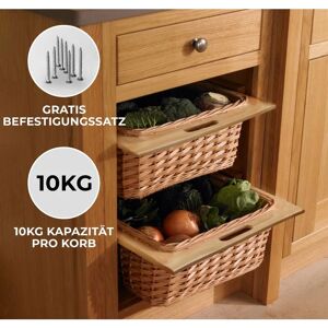 MONSTER SHOP Ausziehbarer Weidenkorb Küche Rattan 400mm Küchenkörbe Aufbewahrung Lagerung Speisekammer Unterschrank & Läufer Buche massiv 40cm Landhausstil 100%