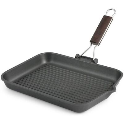 Risoli Antihaft-Aluminiumgrillpfanne mit Holzgriff - Grillpfanne Risoli Antihaft-Aluminiumgrillpfanne mit Holzgriff - Grillpfanne