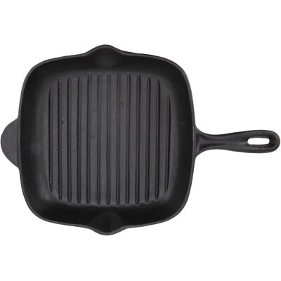 HEAT Großes Fassungsvermögen, Quadratische Grillpfanne Aus Gusseisen Mit Zwei Auslässen Für Steaks Und Speck, Ideal Für Zuhause, Camping, Notsituationen Und Restaurants (26 Cm). HEAT Großes Fassungsvermögen, Quadratische Grillpfanne Aus Gusseisen Mit Zwei Auslässen Für Steaks Und Speck, Ideal Für Zuhause, Camping, Notsituationen Und Restaurants (26 Cm).