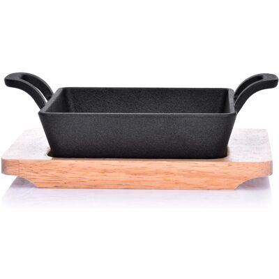 OEM Gusseiserne Bratpfanne Mit Holzständer, 12 Cm, Schwarz, Musn Duka OEM Gusseiserne Bratpfanne Mit Holzständer, 12 Cm, Schwarz, Musn Duka