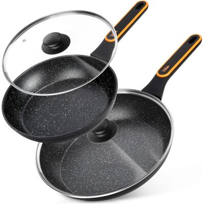 OEM Terruna Set Aus Granit-bratpfannen Mit Glasdeckeln 24/28 Cm 2 Stück. OEM Terruna Set Aus Granit-bratpfannen Mit Glasdeckeln 24/28 Cm 2 Stück.