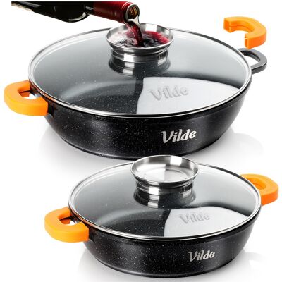 OEM Set Tiefer Granit-bratpfannen Mit Glasdeckel Terruna Aroma 24 / 28 Cm, 2,1 / 3,3 L 2 Stück. OEM Set Tiefer Granit-bratpfannen Mit Glasdeckel Terruna Aroma 24 / 28 Cm, 2,1 / 3,3 L 2 Stück.