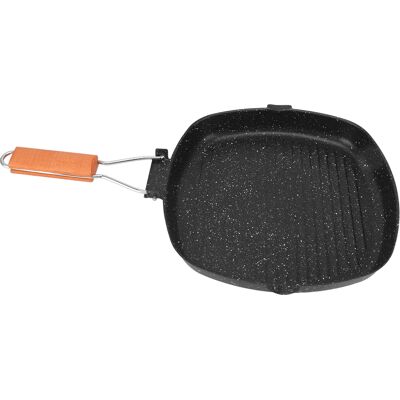 HEAT Klappbare Bratpfanne Für Den Außenbereich, Haushaltsgröße, Buchenholzgriff, Energiesparend, Antihaftbeschichtet, Streifenmuster, Steakpfanne, Spezialgrillpfanne, 28 X 28 Cm HEAT Klappbare Bratpfanne Für Den Außenbereich, Haushaltsgröße, Buchenholzgriff, Energiesparend, Antihaftbeschichtet, Streifenmuster, Steakpfanne, Spezialgrillpfanne, 28 X 28 Cm
