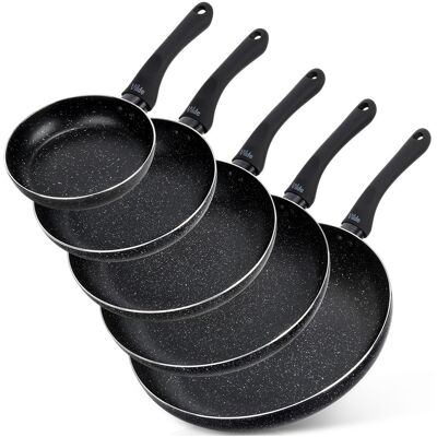 OEM Set Schwarzer Granit-bratpfannen 16 / 20 / 24 / 28 / 32 Cm 5 Stück. OEM Set Schwarzer Granit-bratpfannen 16 / 20 / 24 / 28 / 32 Cm 5 Stück.