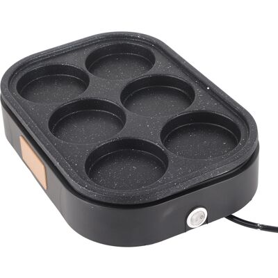 JUTE Oran Frühstückspfanne Mit Antihaftbeschichtung Und Sechs Mulden Zum Braten Von Eiern Und Hamburgern, Mit Deckel. JUTE Oran Frühstückspfanne Mit Antihaftbeschichtung Und Sechs Mulden Zum Braten Von Eiern Und Hamburgern, Mit Deckel.
