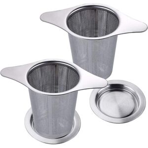 BEBUSINGOTO Teefilter aus Edelstahl mit feinen Löchern, Tee-Ei, Teesieb mit zwei Laschen und Deckel für Tasse, Teekanne, 6 cm x 7,5 cm, 2 Stück BEBUSINGOTO Teefilter aus Edelstahl mit feinen Löchern, Tee-Ei, Teesieb mit zwei Laschen und Deckel für Tasse, Teekanne, 6 cm x 7,5 cm, 2 Stück