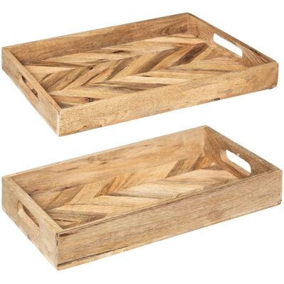 ATMOSPHERA Dekotablett Aus Holz Wild, 2er-set ATMOSPHERA Dekotablett Aus Holz Wild, 2er-set