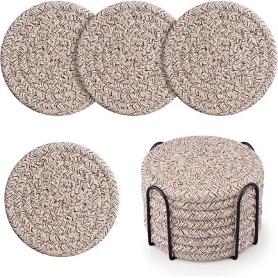 OEM Untersetzer Mit Halter Gewebte Baumwolluntersetzer Saugfähiges 8er-set Zum Schutz Von Tischen Als Dekoration Für Gläser Tassen Und Die Bar Auch OEM Untersetzer Mit Halter Gewebte Baumwolluntersetzer Saugfähiges 8er-set Zum Schutz Von Tischen Als Dekoration Für Gläser Tassen Und Die Bar Auch
