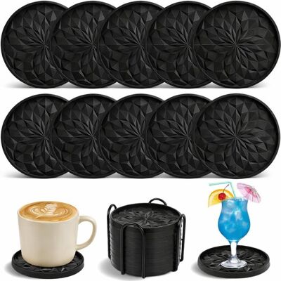 OEM Silikonuntersetzer, 10er-set Für Gläser Und Tassen, Extra Dicke, Rutschfeste Untersetzer Mit Halter, Schwarz OEM Silikonuntersetzer, 10er-set Für Gläser Und Tassen, Extra Dicke, Rutschfeste Untersetzer Mit Halter, Schwarz