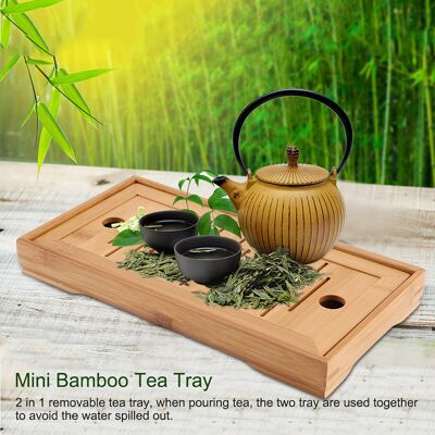 HEAT Teetablett Aus Bambus, Serviertablett Nach Chinesischer Gongfu-art, Mini-untersetzer Für Büro Und Zuhause, 1 Stück HEAT Teetablett Aus Bambus, Serviertablett Nach Chinesischer Gongfu-art, Mini-untersetzer Für Büro Und Zuhause, 1 Stück
