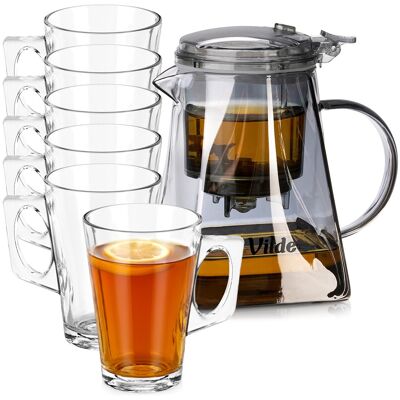 OEM Glaskrug Mit Tee-aufsatz 730 Ml + Gläser 255 Ml 6 Stück. OEM Glaskrug Mit Tee-aufsatz 730 Ml + Gläser 255 Ml 6 Stück.