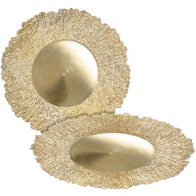 Spetebo - Kunststoff Teller Gold 33 Cm - 2er Set - Deko Kerzenteller Geschenk Tablett Rund Spetebo - Kunststoff Teller Gold 33 Cm - 2er Set - Deko Kerzenteller Geschenk Tablett Rund