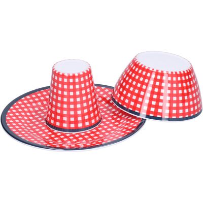 AUCO Salatteller-set „rotes Gittermuster“, Imitation Aus Porzellan, Fruchtschlangen-teller Für Zuhause, Restaurant, Hotel AUCO Salatteller-set „rotes Gittermuster“, Imitation Aus Porzellan, Fruchtschlangen-teller Für Zuhause, Restaurant, Hotel