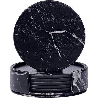 OEM Runde Untersetzer, 6er-set, Schwarze Marmorkeramik-untersetzer Mit Halterung Für Verschiedene Tassen, Tisch- Und Wohndekoration, 10 Cm OEM Runde Untersetzer, 6er-set, Schwarze Marmorkeramik-untersetzer Mit Halterung Für Verschiedene Tassen, Tisch- Und Wohndekoration, 10 Cm