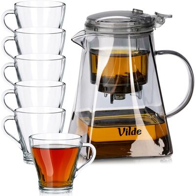 OEM Glaskrug Mit Tee-aufsatz, 880 Ml + 250 Ml Gläser, 6 Stück. OEM Glaskrug Mit Tee-aufsatz, 880 Ml + 250 Ml Gläser, 6 Stück.