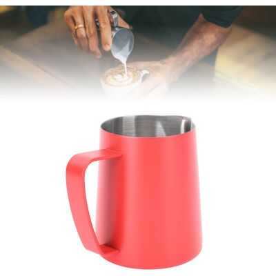 JUTE 350 Ml Latte-art-becher Aus Edelstahl 304 Mit Innenskala Und Spitzem Ausguss, Rot JUTE 350 Ml Latte-art-becher Aus Edelstahl 304 Mit Innenskala Und Spitzem Ausguss, Rot