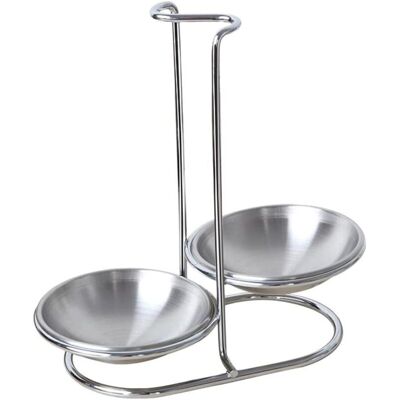 TEHTUY Löffelablage Aus Edelstahl Für Die Küche, Doppelte Runde Schalen TEHTUY Löffelablage Aus Edelstahl Für Die Küche, Doppelte Runde Schalen