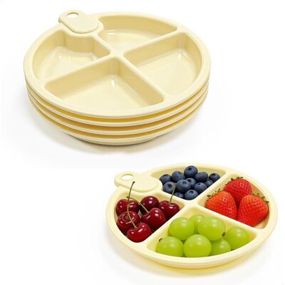 OEM Unterteilter Teller Snackteller Mit Fächern Fondueteller Bruchsicheres Geschirr Portionskontrolle Menüteller Teller Wiederverwendbar Für 4 Stück OEM Unterteilter Teller Snackteller Mit Fächern Fondueteller Bruchsicheres Geschirr Portionskontrolle Menüteller Teller Wiederverwendbar Für 4 Stück