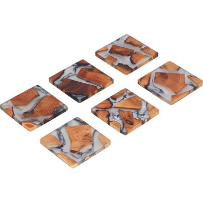 HEAT Untersetzer Aus Buchenholz Und Glas, 6er-set Quadratische, Isolierte Untersetzer, Handgefertigte Tischdekoration, Möbelschutz, Ideal Für Zuhause HEAT Untersetzer Aus Buchenholz Und Glas, 6er-set Quadratische, Isolierte Untersetzer, Handgefertigte Tischdekoration, Möbelschutz, Ideal Für Zuhause
