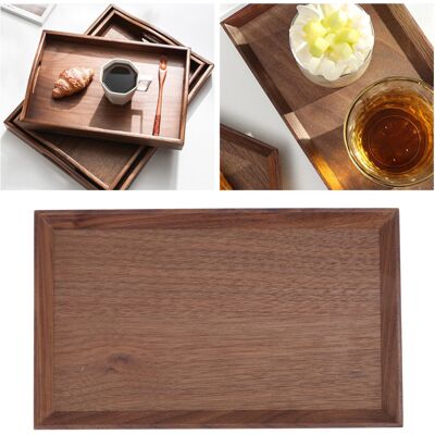 JUTE Schlichtes Und Elegantes Tablett Aus Schwarzem Walnussholz, Multifunktionales Teetablett, Vorspeisentablett, Kleiner Rechteckiger Teller JUTE Schlichtes Und Elegantes Tablett Aus Schwarzem Walnussholz, Multifunktionales Teetablett, Vorspeisentablett, Kleiner Rechteckiger Teller