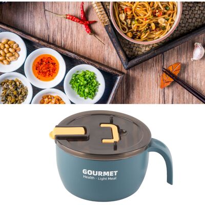 JUTE Edelstahl-schüssel Mit Deckel Für Instantnudeln, Großes Fassungsvermögen, Lunchbox Für Schüler Mit Besteck, Fast-food-becher, Koreanische Instantnudeln, Blauer Sand JUTE Edelstahl-schüssel Mit Deckel Für Instantnudeln, Großes Fassungsvermögen, Lunchbox Für Schüler Mit Besteck, Fast-food-becher, Koreanische Instantnudeln, Blauer Sand