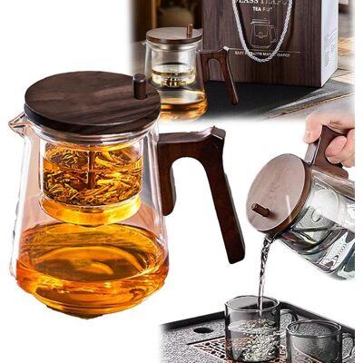 OEM Teekanne Aus Glas Mit Sieb Und Holzgriff, 800 Ml – Hitzebeständig OEM Teekanne Aus Glas Mit Sieb Und Holzgriff, 800 Ml – Hitzebeständig