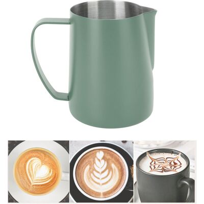 JUTE Art Latte-tasse 600 Ml Aus Edelstahl 304 Mit Innenliegender Skala Und Spitzem Ausguss, Dunkelgrün, Mit Innenliegender Skala. JUTE Art Latte-tasse 600 Ml Aus Edelstahl 304 Mit Innenliegender Skala Und Spitzem Ausguss, Dunkelgrün, Mit Innenliegender Skala.