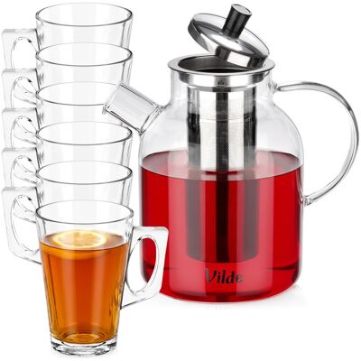 OEM Hitzebeständige Glas-teekanne Mit Siebeinsatz 1,5 L + Gläser 255 Ml 6 Stück. OEM Hitzebeständige Glas-teekanne Mit Siebeinsatz 1,5 L + Gläser 255 Ml 6 Stück.