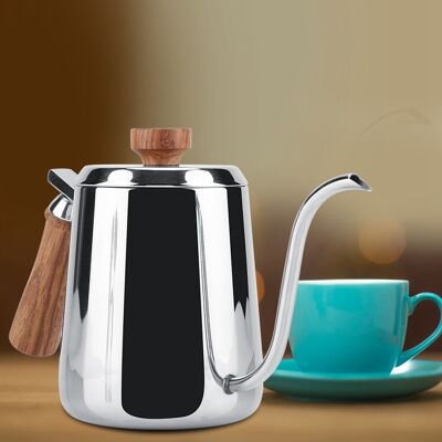 HEAT 350 Ml Filterkaffeekessel, Teekanne Aus Edelstahl 304, Langer Schwanenhalsausguss, Holzgriff, Präziser Ausgießer, Ideal Für Die Zubereitung Von Handwerklich Hergestelltem Kaffee. HEAT 350 Ml Filterkaffeekessel, Teekanne Aus Edelstahl 304, Langer Schwanenhalsausguss, Holzgriff, Präziser Ausgießer, Ideal Für Die Zubereitung Von Handwerklich Hergestelltem Kaffee.
