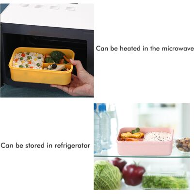 AUCO Mikrowellengeeignete, Auslaufsichere Bento-box Mit 3 Fächern Und Inklusive Besteck AUCO Mikrowellengeeignete, Auslaufsichere Bento-box Mit 3 Fächern Und Inklusive Besteck