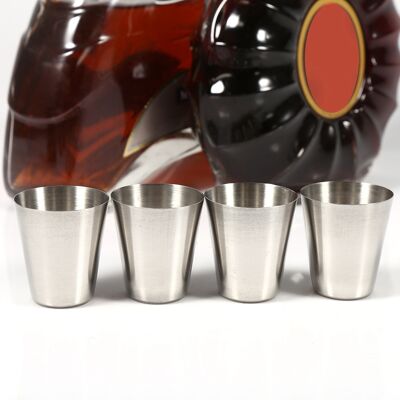 AUCO Tragbarer Edelstahl-teebecher, Kaffeebecher, 30 Ml Bierkrug, Tasche Für Reisen (4 Stück) AUCO Tragbarer Edelstahl-teebecher, Kaffeebecher, 30 Ml Bierkrug, Tasche Für Reisen (4 Stück)