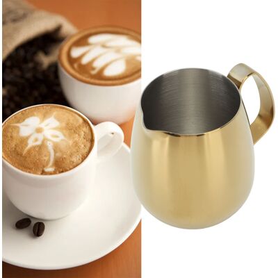 JUTE Vergoldeter Zylindrischer Milchbecher Aus Edelstahl 304, Dekorativer Becher Für Latte Art, 350-ml-latte-art-kaffeemaschinenbecher JUTE Vergoldeter Zylindrischer Milchbecher Aus Edelstahl 304, Dekorativer Becher Für Latte Art, 350-ml-latte-art-kaffeemaschinenbecher