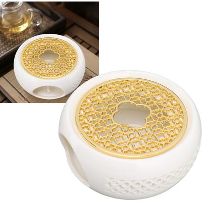 JUTE Teeservice Aus Jadeporzellan In Form Einer Durchbrochenen Trommel Mit Einer Legierungsplatte Zum Erwärmen Des Tees, Durchbrochener Teewärmer, Isolierte Teekanne In Blumenform, Teewärmer Im Japanischen JUTE Teeservice Aus Jadeporzellan In Form Einer Durchbrochenen Trommel Mit Einer Legierungsplatte Zum Erwärmen Des Tees, Durchbrochener Teewärmer, Isolierte Teekanne In Blumenform, Teewärmer Im Japanischen