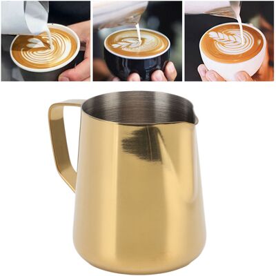 JUTE Latte-art-becher, Italienischer Stil, Spiralförmiger Ausguss, Latte-art-kanne, 350 Ml, Gold JUTE Latte-art-becher, Italienischer Stil, Spiralförmiger Ausguss, Latte-art-kanne, 350 Ml, Gold