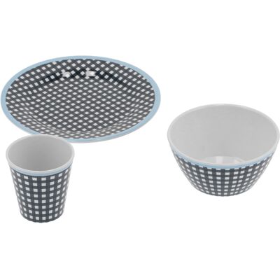 HEAT Marineblauer Dessertteller, Schüssel Und Becher Aus Keramik Mit Karomuster, Geschirrset Für Obstsalat, Ideal Für Zuhause Und Gastronomie HEAT Marineblauer Dessertteller, Schüssel Und Becher Aus Keramik Mit Karomuster, Geschirrset Für Obstsalat, Ideal Für Zuhause Und Gastronomie