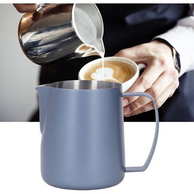 JUTE Dickwandiger Latte-art-becher Aus Edelstahl 304 Mit Geprägtem Ausguss, 450 Ml, Königsblau JUTE Dickwandiger Latte-art-becher Aus Edelstahl 304 Mit Geprägtem Ausguss, 450 Ml, Königsblau