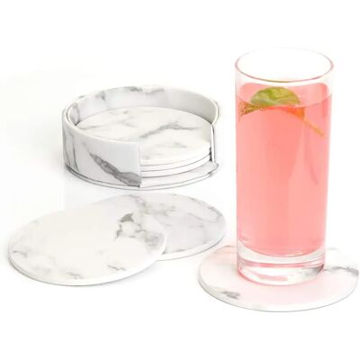 Minkurow Premium Leder Untersetzer Mit Halter 6er Set Business Untersetzer Für Bar, Büro, Zuhause, Marmor (weiß) Minkurow Premium Leder Untersetzer Mit Halter 6er Set Business Untersetzer Für Bar, Büro, Zuhause, Marmor (weiß)