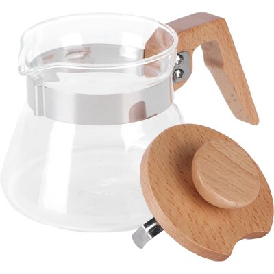 HEAT 400-ml-teekanne, Glaskaffeekanne Mit Holzgriff, Küchenkessel, Tischaccessoire. HEAT 400-ml-teekanne, Glaskaffeekanne Mit Holzgriff, Küchenkessel, Tischaccessoire.