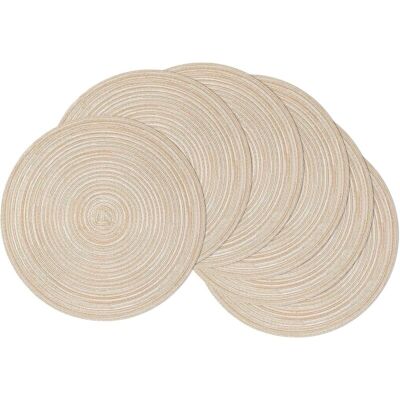 XL DESTOCK Set Mit 6 Runden, Waschbaren Platzsets In Khaki Mit Einem Durchmesser Von 11 Cm, Tischsets Aus Gewebter Baumwolle, Hitzebeständig Und Rutschfest XL DESTOCK Set Mit 6 Runden, Waschbaren Platzsets In Khaki Mit Einem Durchmesser Von 11 Cm, Tischsets Aus Gewebter Baumwolle, Hitzebeständig Und Rutschfest