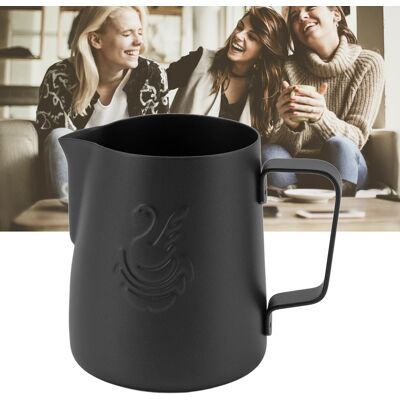 JUTE Sandgestrahlter, Schwanenförmiger Latte-art-becher, 380 Ml, Edelstahl 304, Schwarz JUTE Sandgestrahlter, Schwanenförmiger Latte-art-becher, 380 Ml, Edelstahl 304, Schwarz