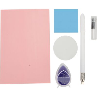 LEDE Gravur-set Für Anfänger: Wassertropfenförmiger Gummistempel, Stempelkissen, Schnitzmesser, Ersatzklingen, Weiß LEDE Gravur-set Für Anfänger: Wassertropfenförmiger Gummistempel, Stempelkissen, Schnitzmesser, Ersatzklingen, Weiß