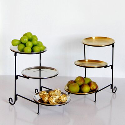 JUTE Dreistöckige Etagere In Gold, Ideal Als Obst- Oder Kuchenständer, Luxuriöses Tablett Aus Edelstahl Und Eisen, Faltbar Und Abnehmbar, Dreistöckiges Hochzeitstablett – Gold JUTE Dreistöckige Etagere In Gold, Ideal Als Obst- Oder Kuchenständer, Luxuriöses Tablett Aus Edelstahl Und Eisen, Faltbar Und Abnehmbar, Dreistöckiges Hochzeitstablett – Gold