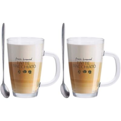 EDM Kaffee-set Für 2 Personen, 2 Kaffeegläser + 2 Löffeln EDM Kaffee-set Für 2 Personen, 2 Kaffeegläser + 2 Löffeln