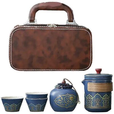 MCKENSA Tragbares Reise-teeset (1-teilig): Keramik-teekanne, Teedose, Teetasse, Teedose Mit Lederbeutel. MCKENSA Tragbares Reise-teeset (1-teilig): Keramik-teekanne, Teedose, Teetasse, Teedose Mit Lederbeutel.