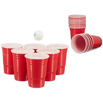 Beer Pong Becher, 50 Stück, Stabiler Plastikbecher, Partybecher 16 Oz, Trinkbecher Softdrinks U. Bier, Rot - Relaxdays Beer Pong Becher, 50 Stück, Stabiler Plastikbecher, Partybecher 16 Oz, Trinkbecher Softdrinks U. Bier, Rot - Relaxdays