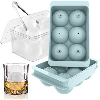 ENLENK Runde Eiswürfelformen, Groß, Einfach Zu Füllen Und Zu Entformen, Für Whisky/bourbon-cocktails, 2er-set In Blau ENLENK Runde Eiswürfelformen, Groß, Einfach Zu Füllen Und Zu Entformen, Für Whisky/bourbon-cocktails, 2er-set In Blau